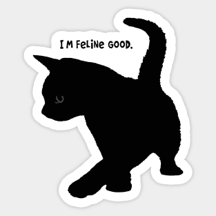 Im Feeling Good Quote Cute Baby Cat Silhouette Cutout Sticker